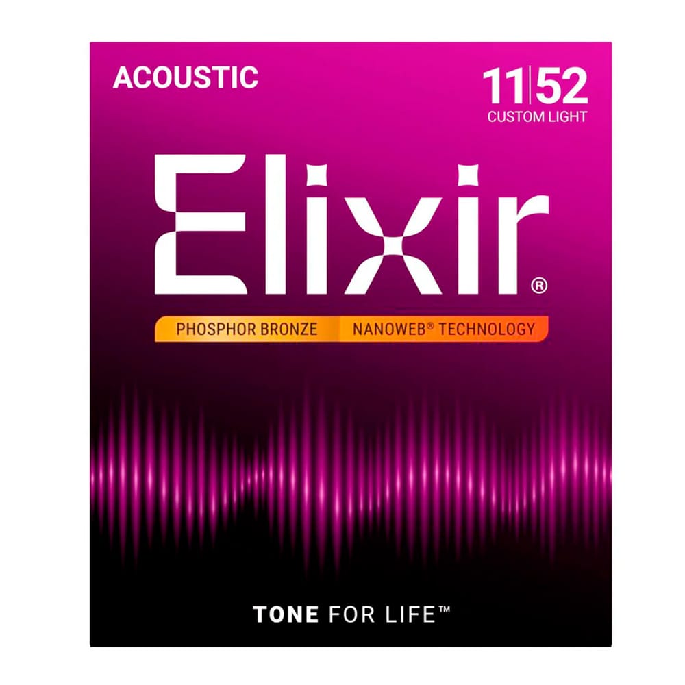 ELIXIR 16027-  Cuerdas para Guitarra Acústica NANOWEB(.011 - .052)