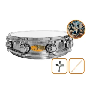 RISETONE JBSS1082 – TAROLA PICCOLO ACERO CROMADO GRABADA 14" x 3.5" C/BAQUETA